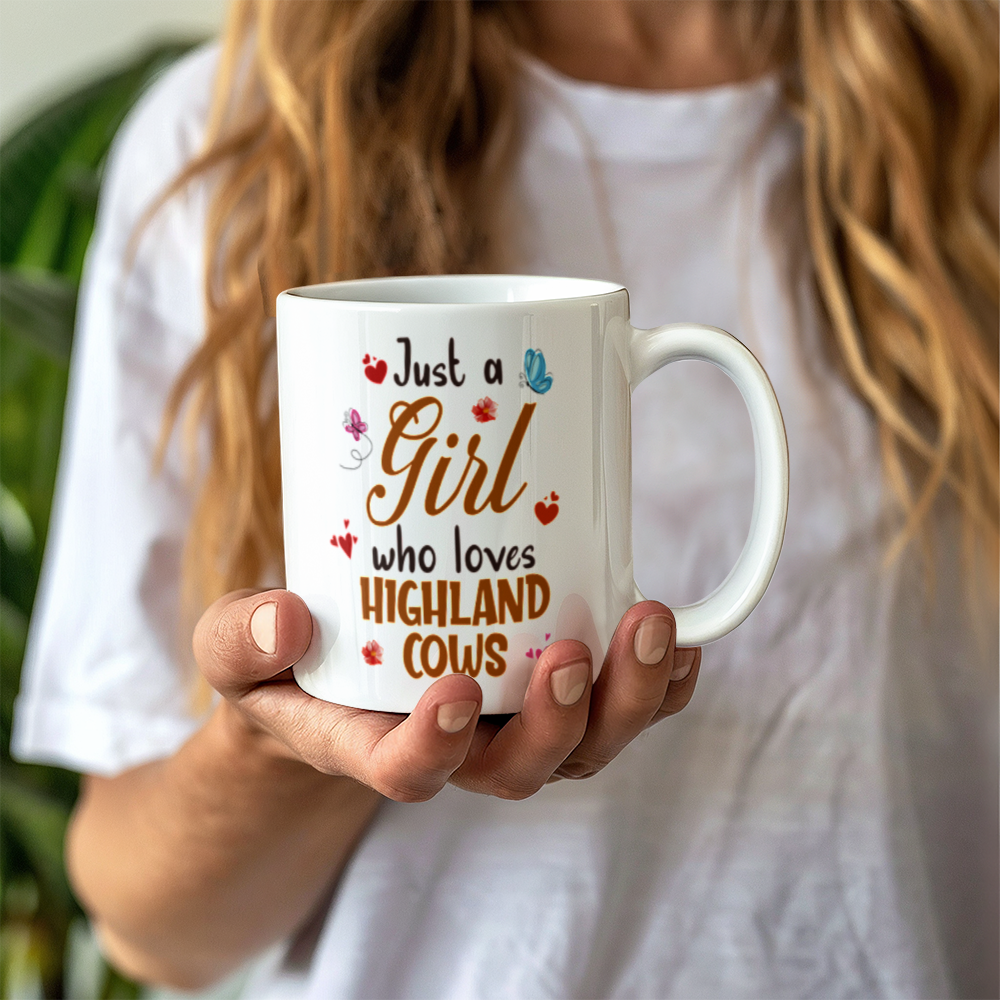 White Ceramic Mug 11oz Design, Just a girl