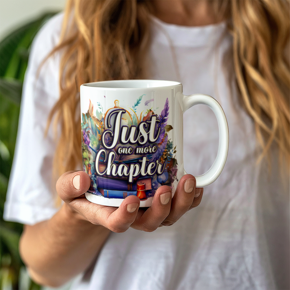 White Ceramic Mug 11oz Design, Just one more chapter