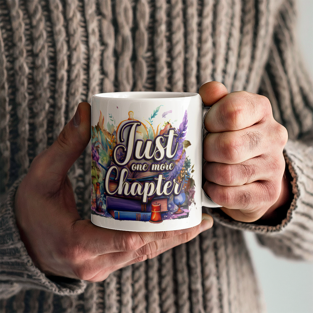 White Ceramic Mug 11oz Design, Just one more chapter