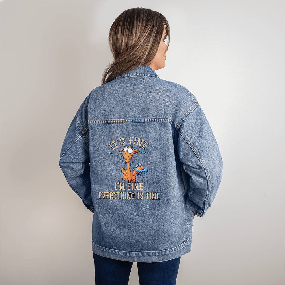 Women's DTG Denim Jacket -Fine I'm fine