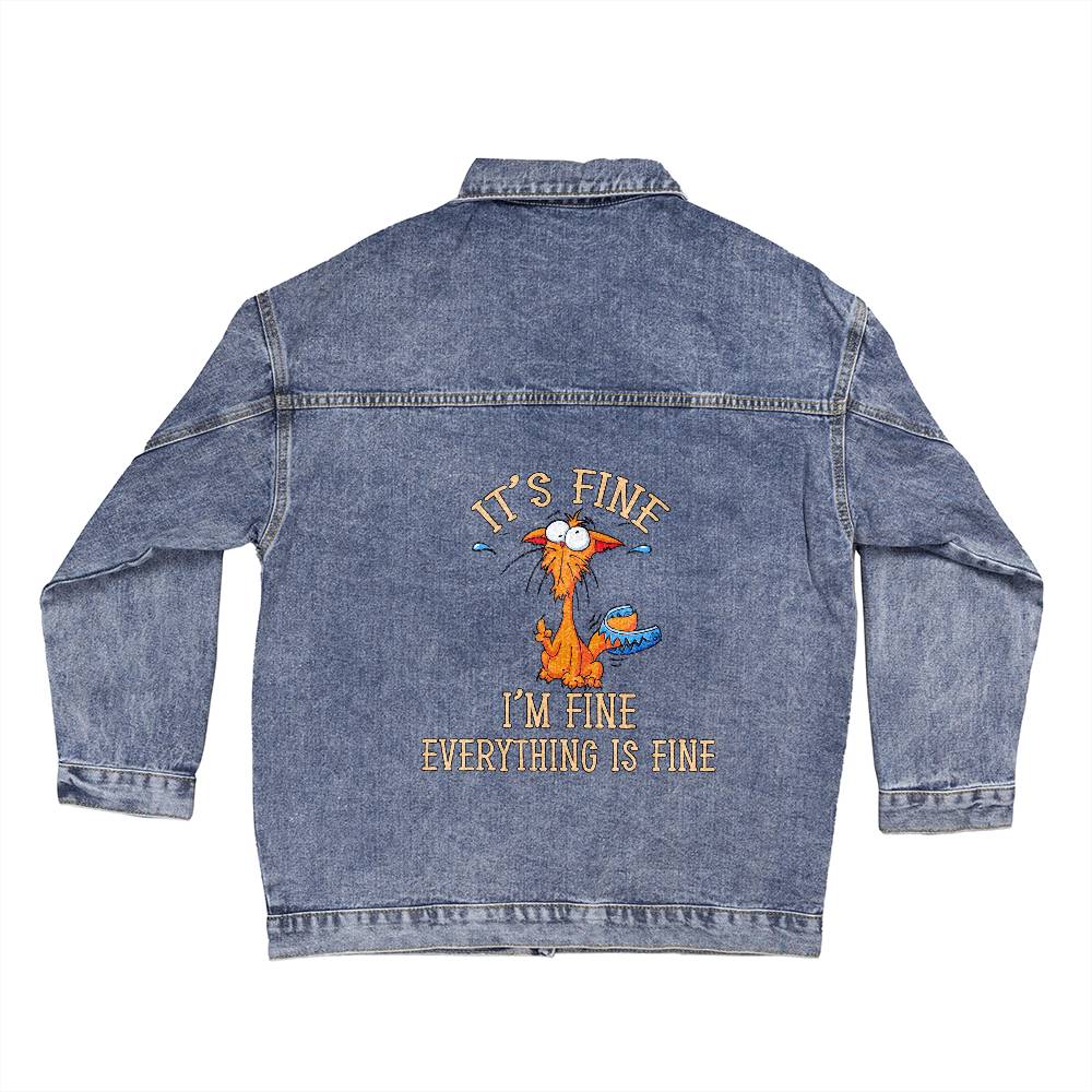 Women's DTG Denim Jacket -Fine I'm fine