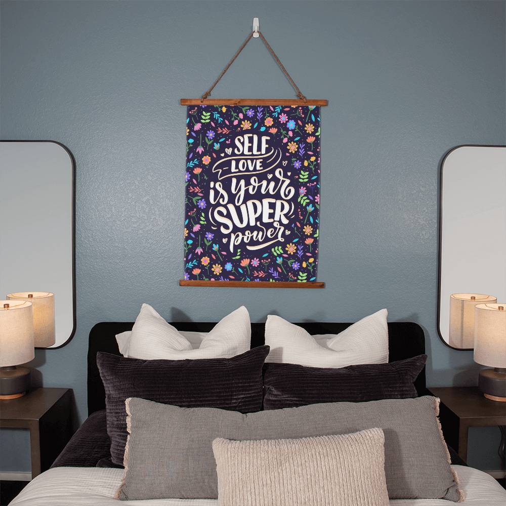 Wood Framed Wall Tapestry - Self Love Is Your Superpower Power