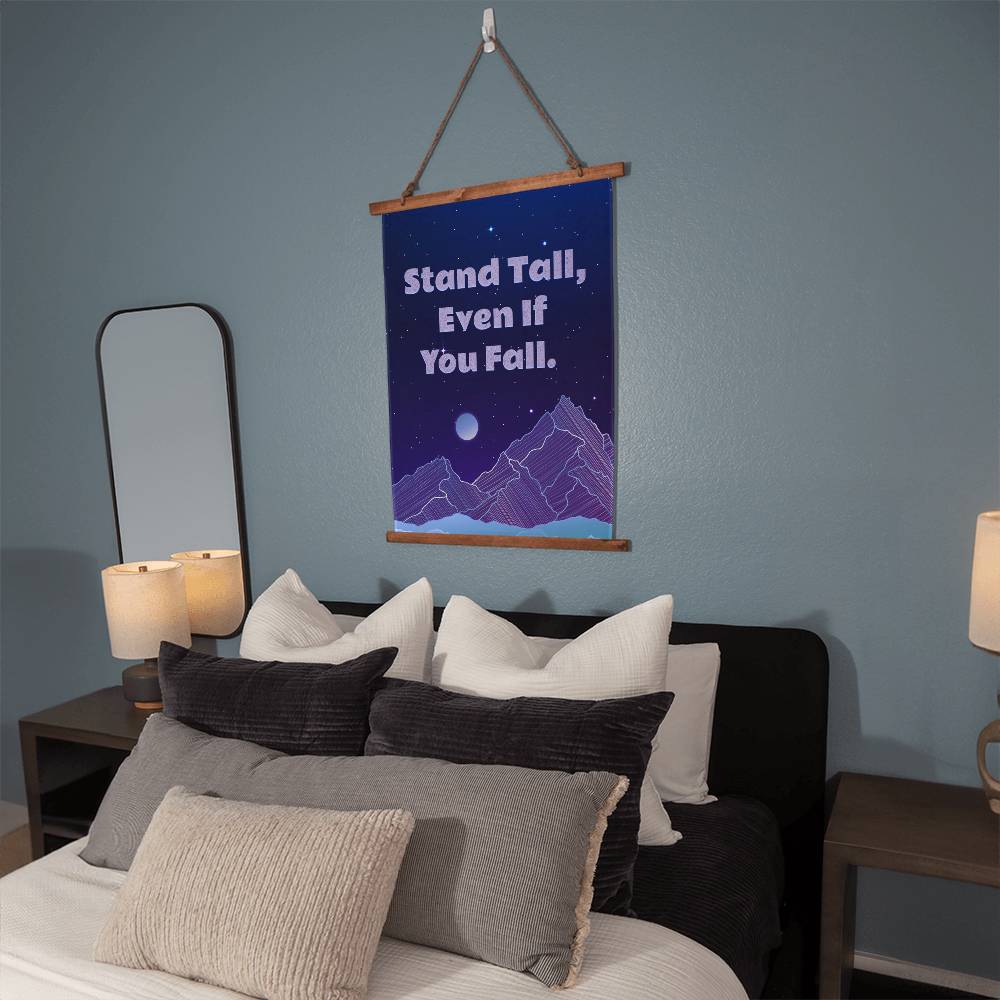 Wood Framed Wall Tapestry - Stand tall even if you fall