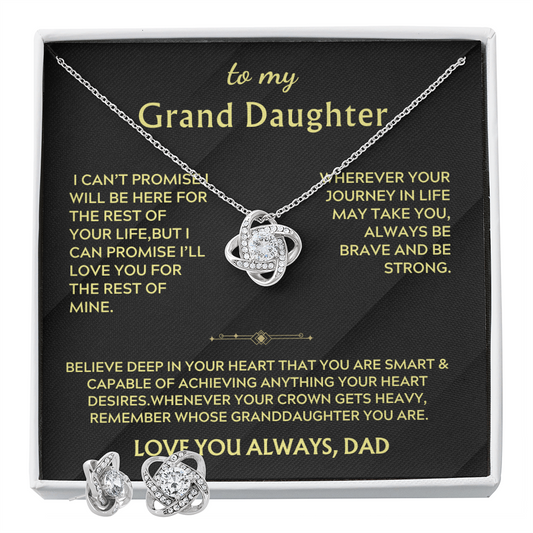 To My Granddaughter - Love Knot Necklace & Earring Set