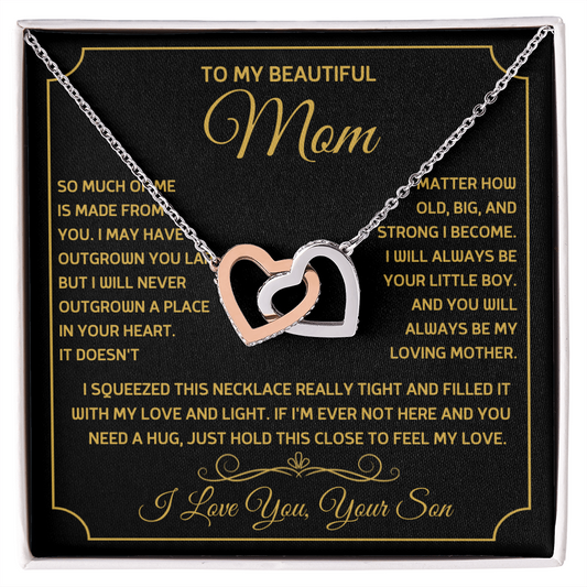 To My Beautiful Mom Interlocking Hearts Necklace