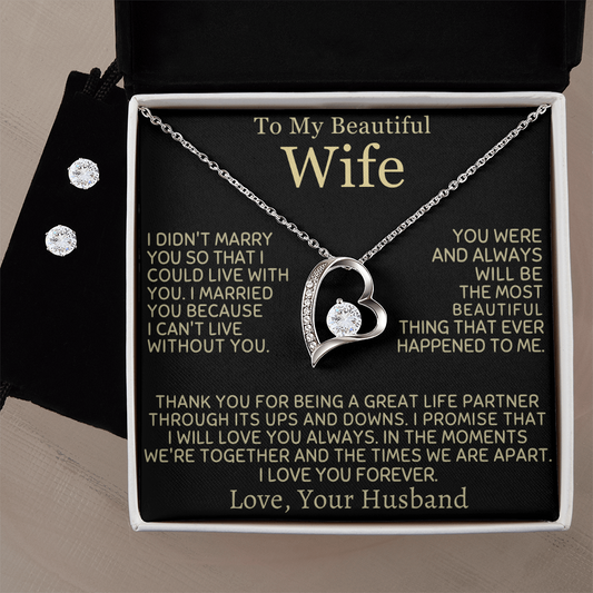 To My Beautiful Wife – Forever Love Necklace & Earring Set