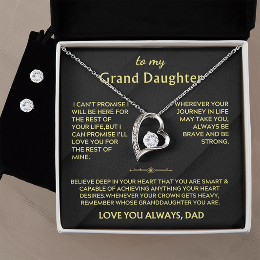 To My Granddaughter – Forever Love Necklace & Earring Set