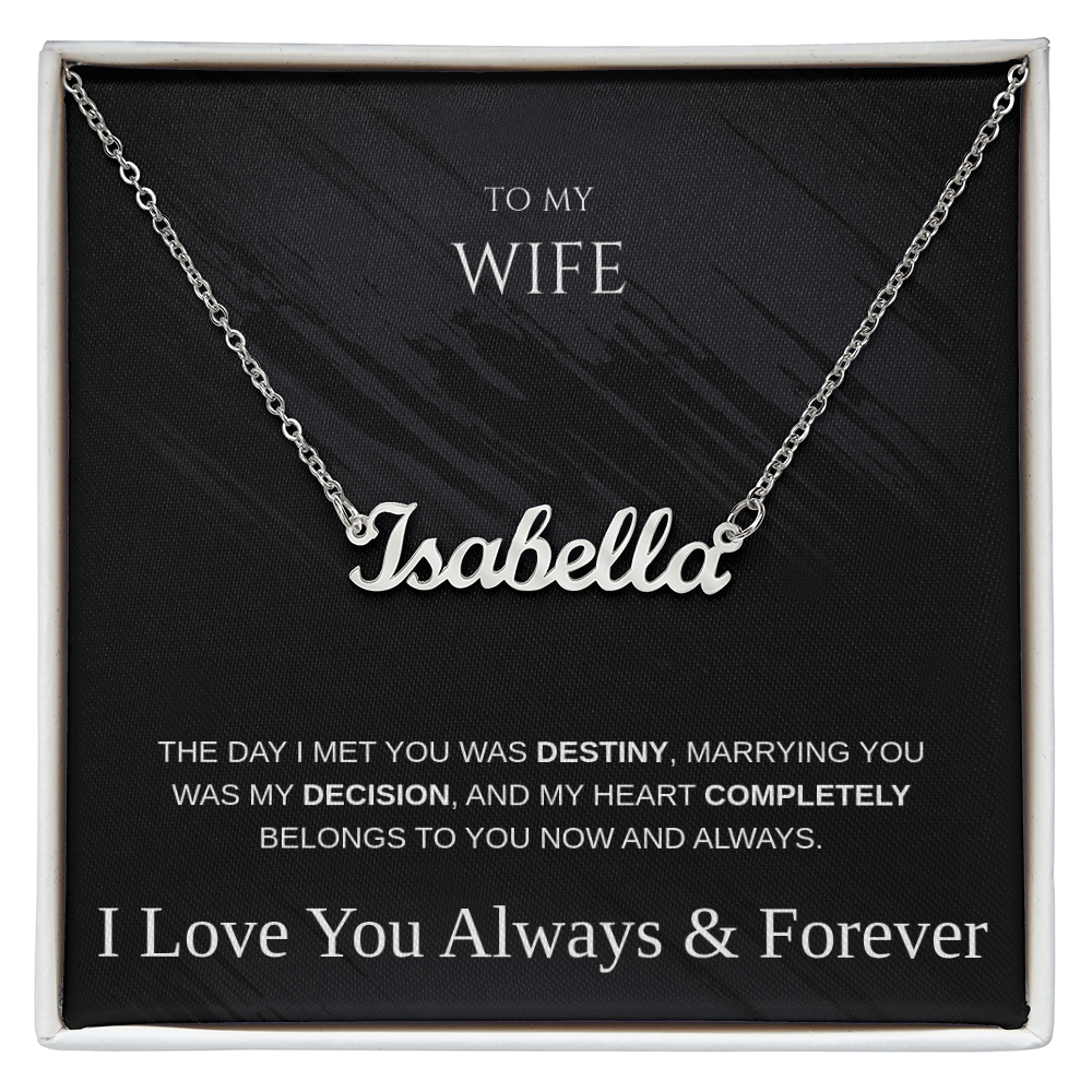 Personalized Name Necklace for Wife – Anniversary, Birthday, or Holiday Gift