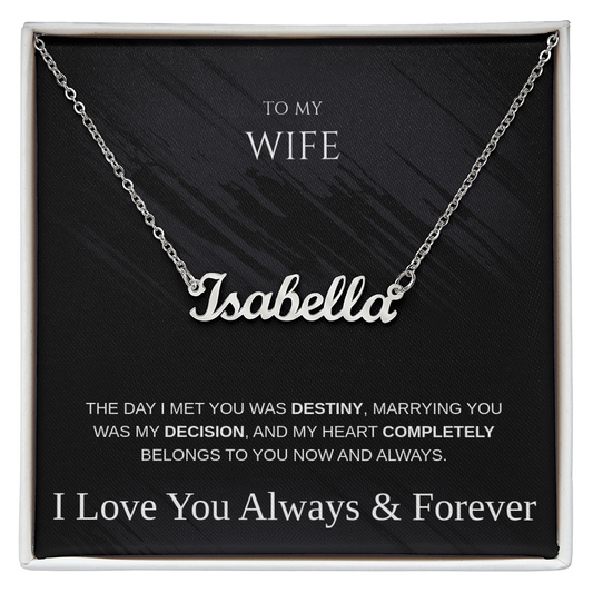 Personalized Name Necklace for Wife – Anniversary, Birthday, or Holiday Gift
