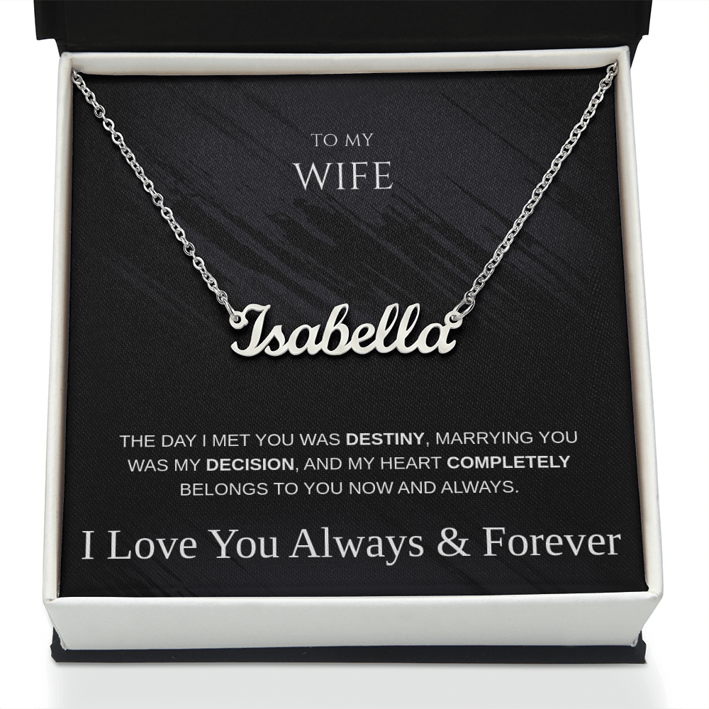 Personalized Name Necklace for Wife – Anniversary, Birthday, or Holiday Gift