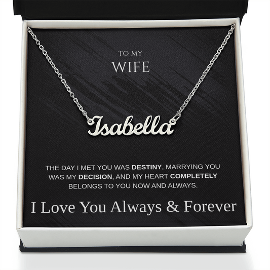 Personalized Name Necklace for Wife – Anniversary, Birthday, or Holiday Gift