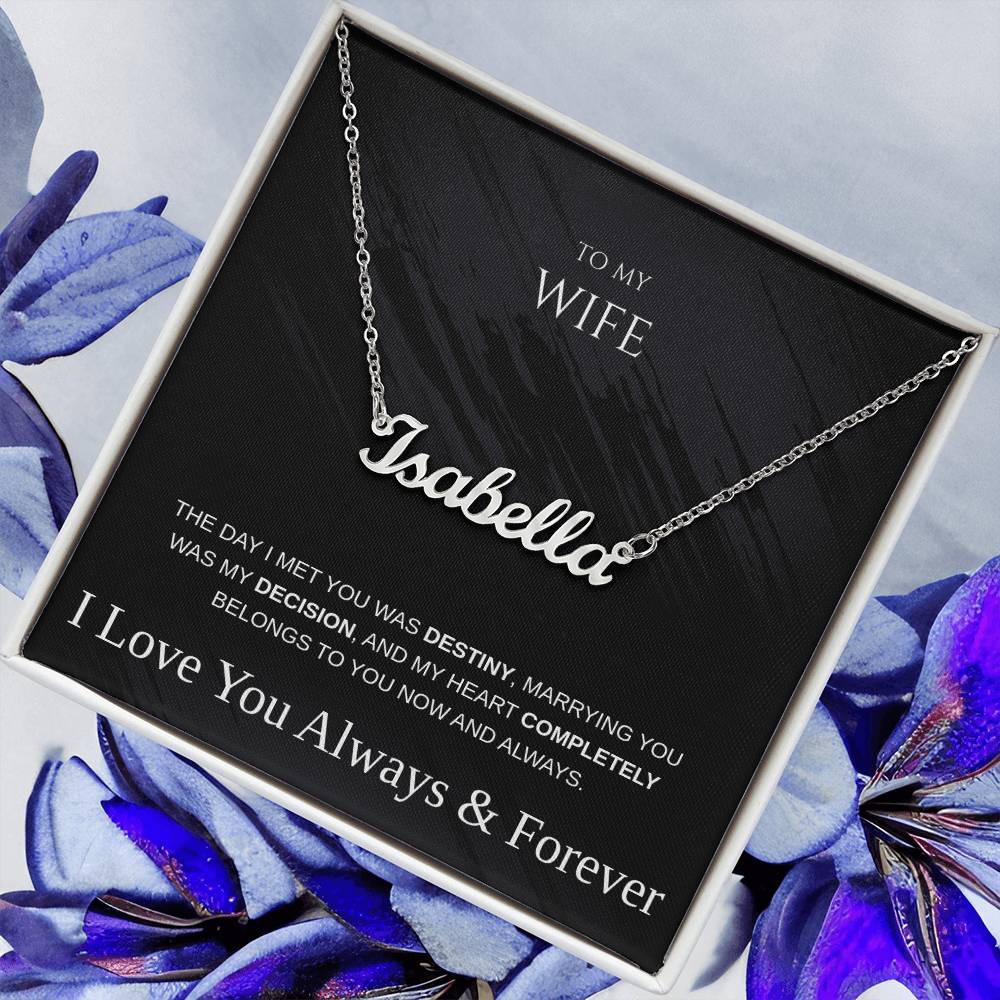 Personalized Name Necklace for Wife – Anniversary, Birthday, or Holiday Gift