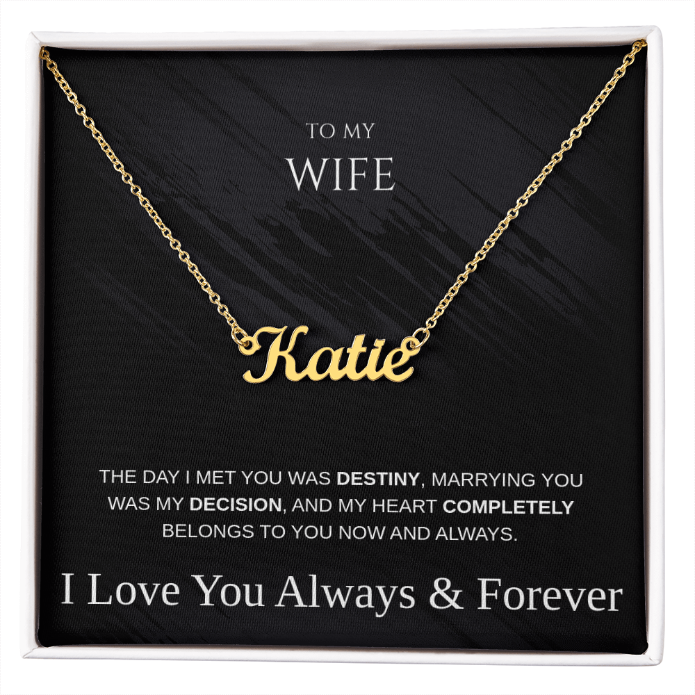 Personalized Name Necklace for Wife – Anniversary, Birthday, or Holiday Gift