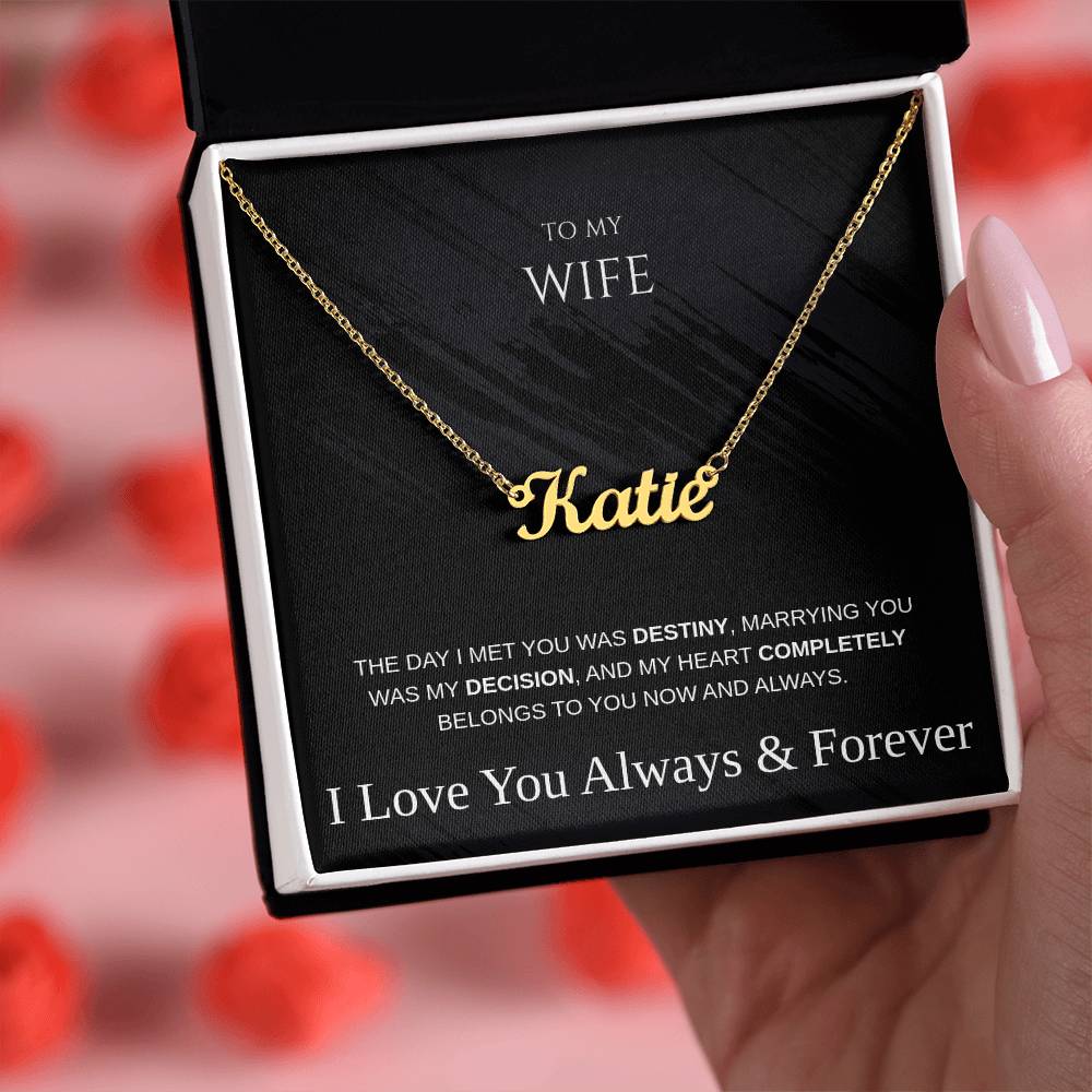 Personalized Name Necklace for Wife – Anniversary, Birthday, or Holiday Gift