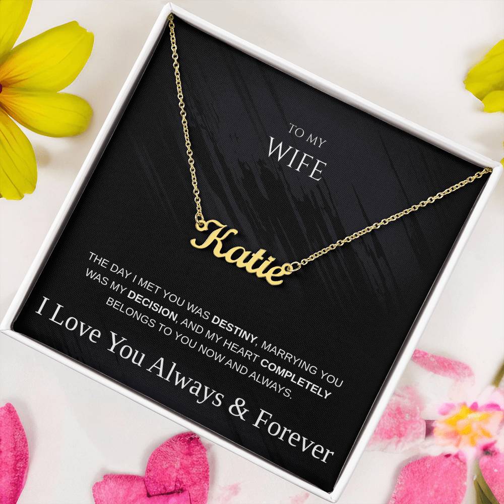 Personalized Name Necklace for Wife – Anniversary, Birthday, or Holiday Gift