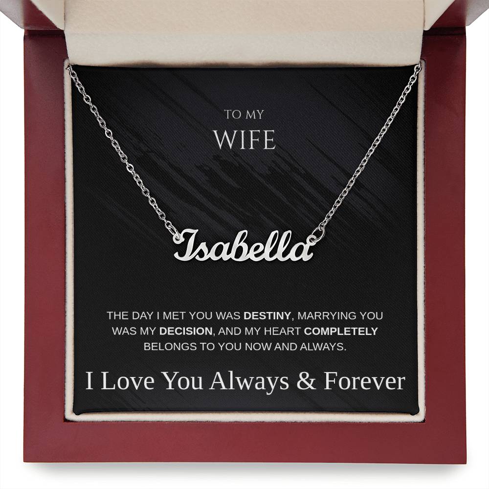 Personalized Name Necklace for Wife – Anniversary, Birthday, or Holiday Gift