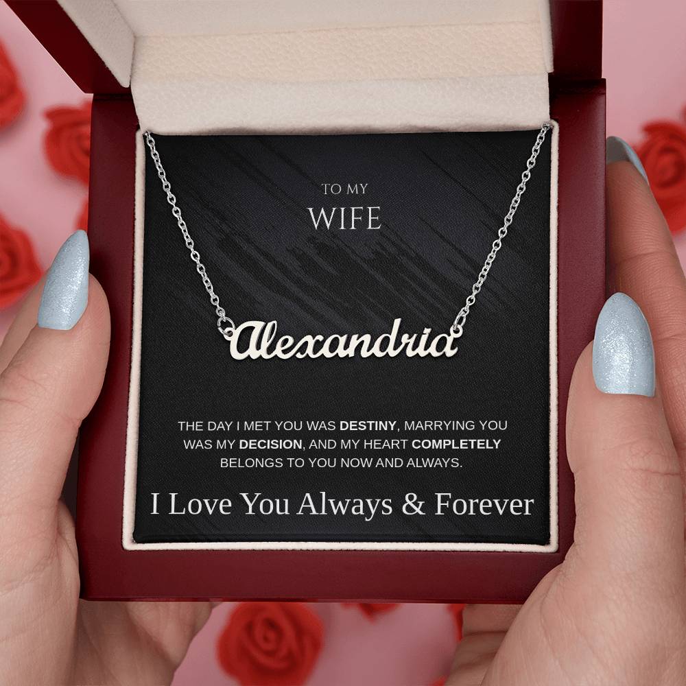 Personalized Name Necklace for Wife – Anniversary, Birthday, or Holiday Gift