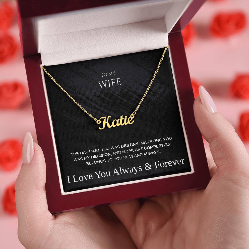 Personalized Name Necklace for Wife – Anniversary, Birthday, or Holiday Gift