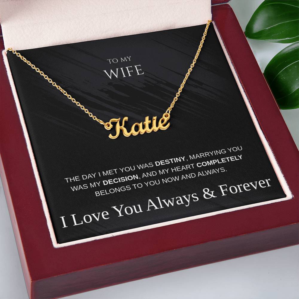 Personalized Name Necklace for Wife – Anniversary, Birthday, or Holiday Gift