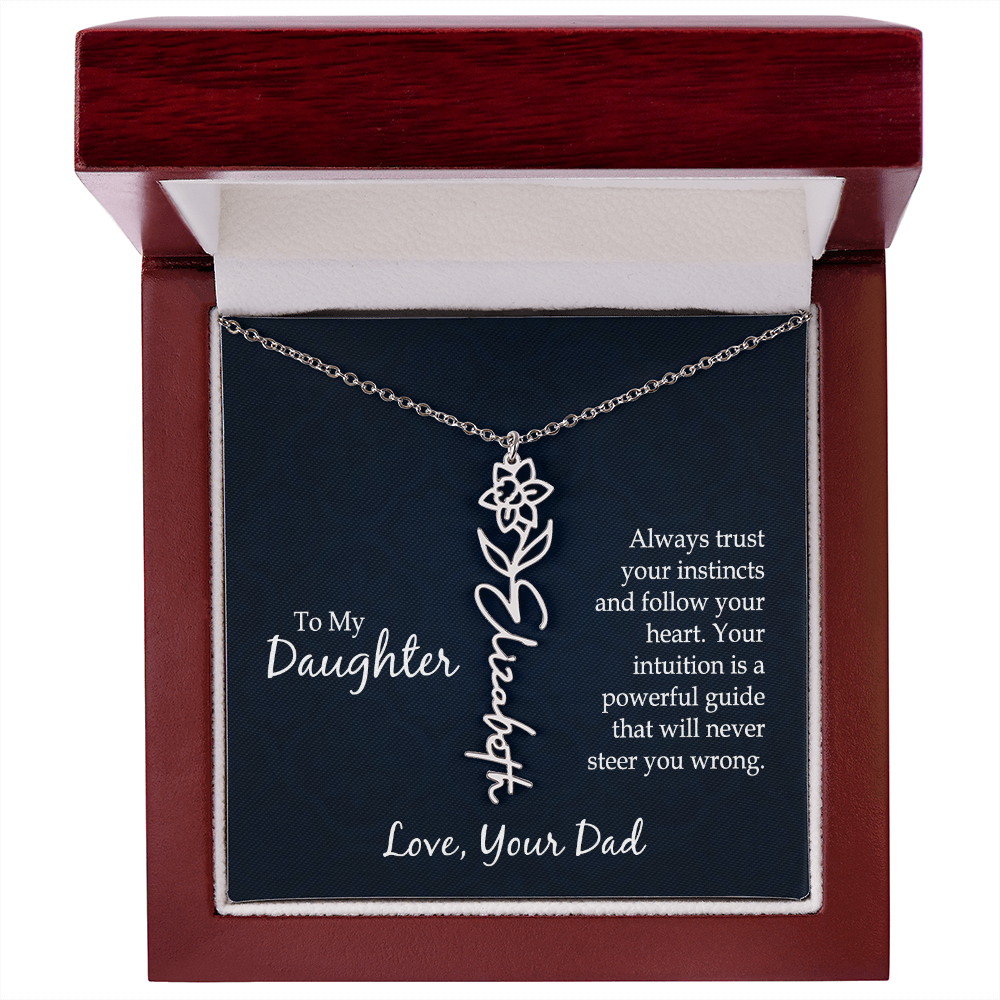 Flower Name Necklace - To My Beautiful Daughter