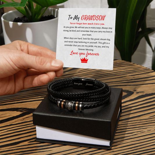 To My Grandson – Love You Forever Bracelet with Exclusive Message Card