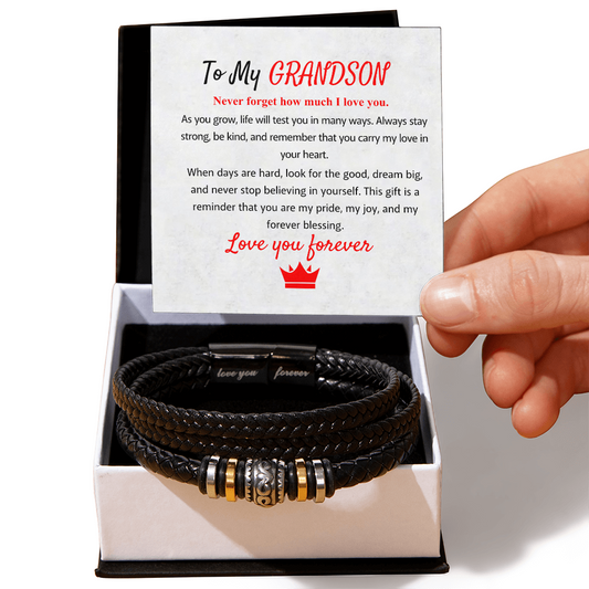 To My Grandson – Love You Forever Bracelet with Exclusive Message Card